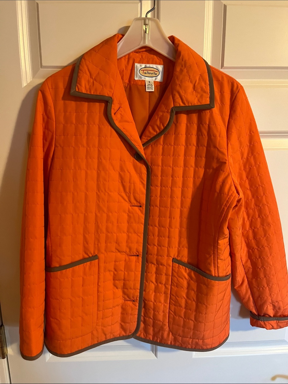 Talbots Bright Orange Quilted Piped Jacket
